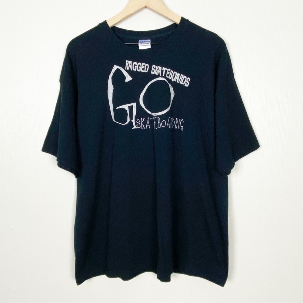 Gildan Size XL Black Ragged Skateboard Go Skateboarding Graphic Tee T-Shirt